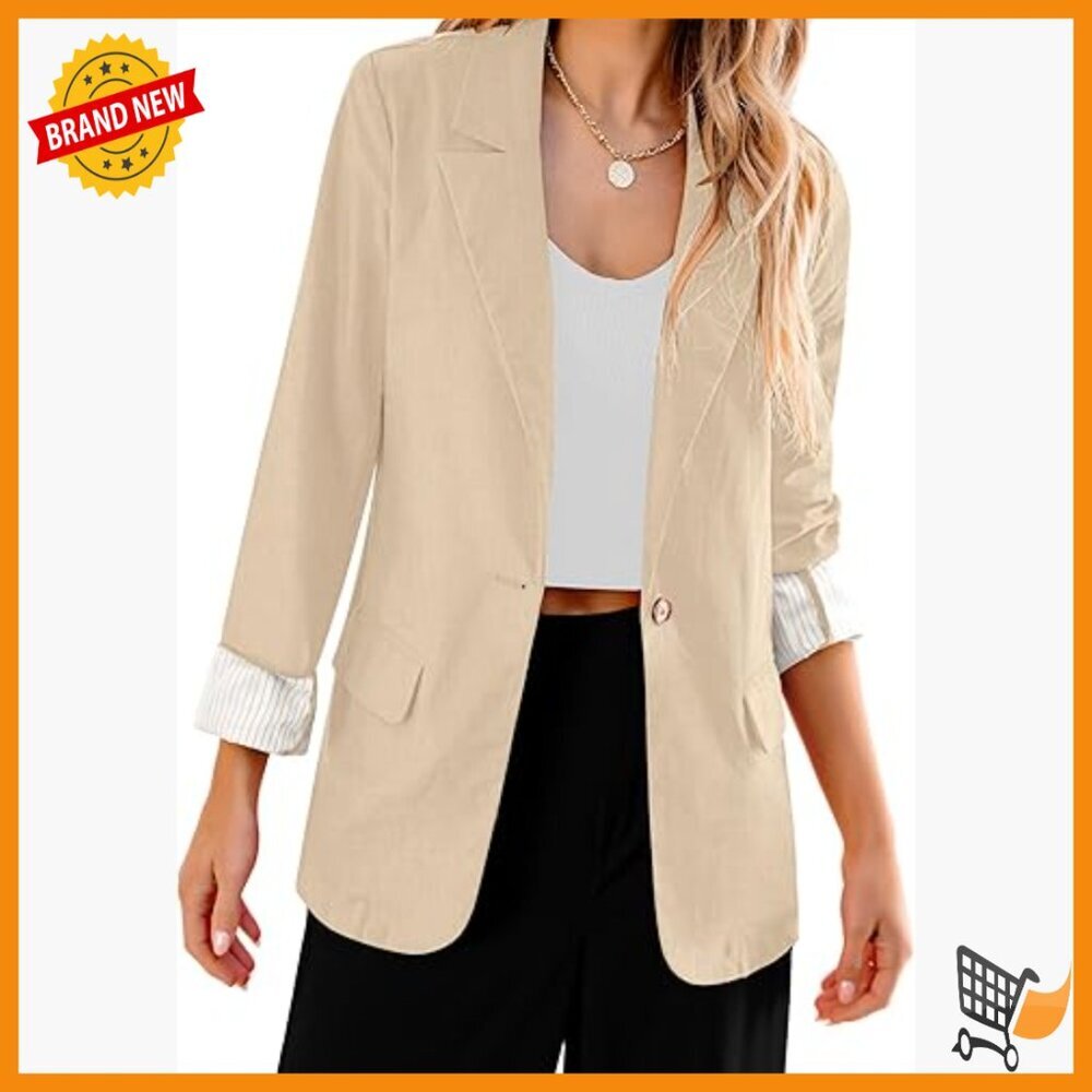 Lightweight Linen Blazer for Women Business Casual Work Wear Unlined